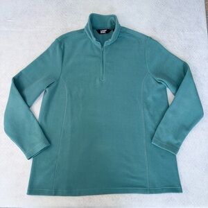 Lands' End Teal Fleece Quarter Zip Pullover - Women's XL (18)